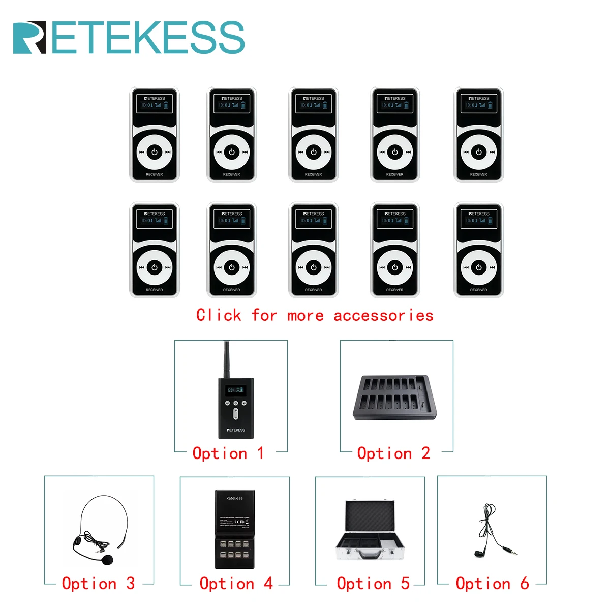 Travel Accessories Guide - RETEKESS T130P T131P Accessoires voor reisleiders