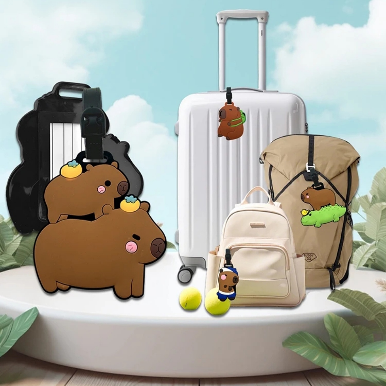 Travel Accessories List - Reisaccessoires, bagage-etiketten, cartoon capibara, PVC-bagage, ID-kaart,