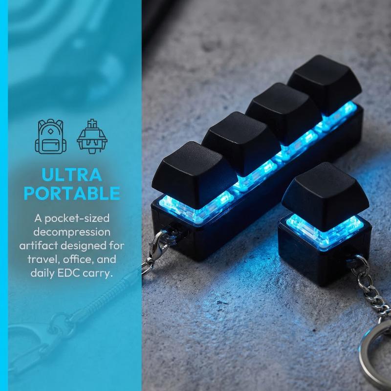 Travel Accessories And Gadgets - Stressverlichtende fidget-toetsenbord sleutelhanger speelgoed 4-knops LED-licht